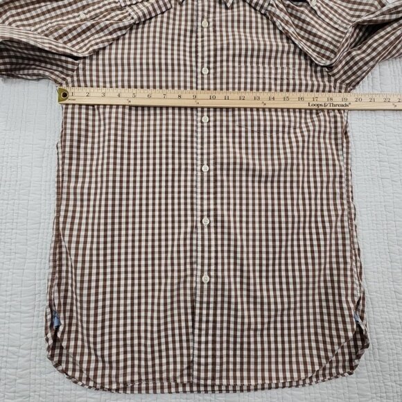 VTG J. Crew 2-Ply Cotton Shirt Men's S Brown Checkered Button Up EUC Long Sleeve - Picture 11 of 16